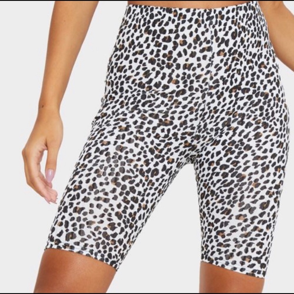 PLT Black Leopard Print Rib Bike Short NEVER WORN